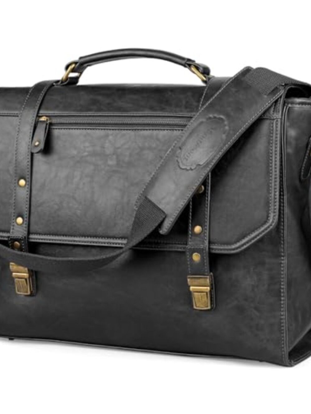 Faux Leather Messenger Bag 15.6 Inch Waterproof Laptop Briefcase